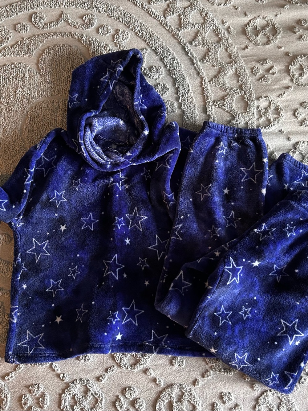SO Kids Star-Print Hooded Pajama Set - Deep Blue